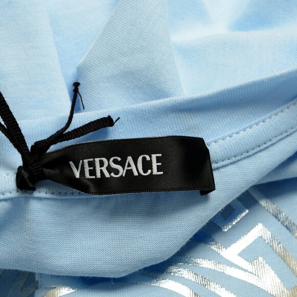 Versace Men's Blue & Silver Medusa Logo Print Short Sleeve T-Shirt US XS IT 46 - Picture 5 of 6